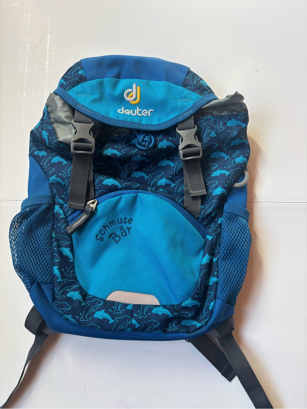Deuter Schmuse Bär Unisex Kids Backpack Blue/Teal Animal Print Bottle Pocket